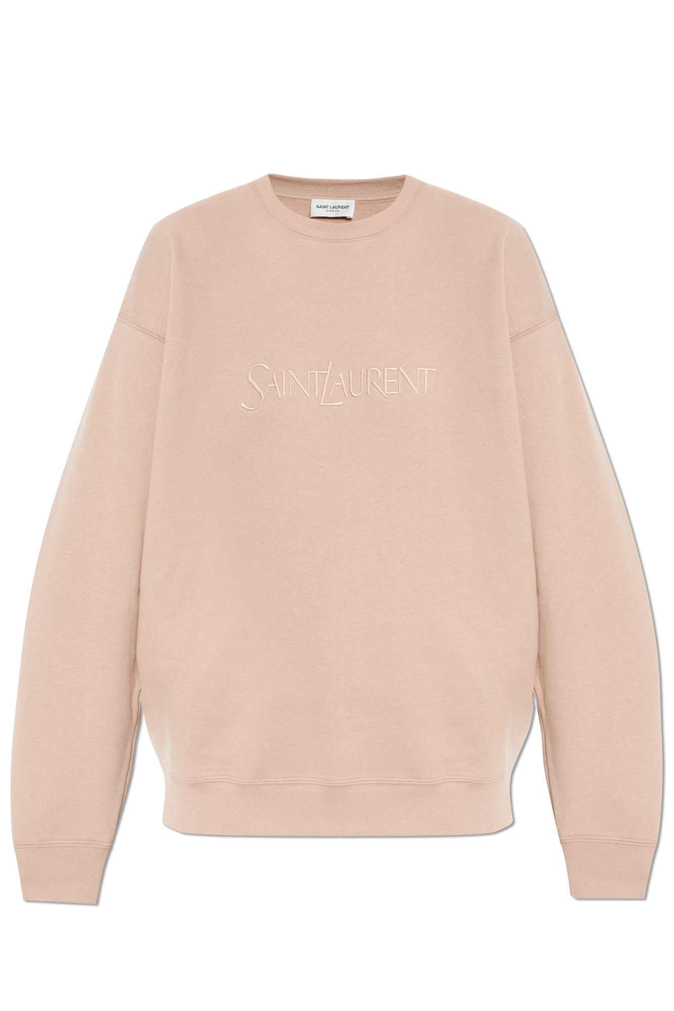 Beige Cotton sweatshirt with embroidered logo Saint Laurent